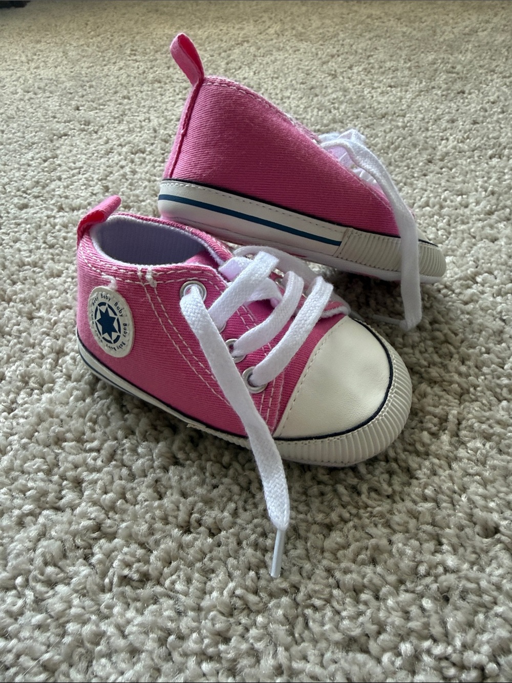 Baby Pink Canvas Lace-Up Shoes | 6-12 months
